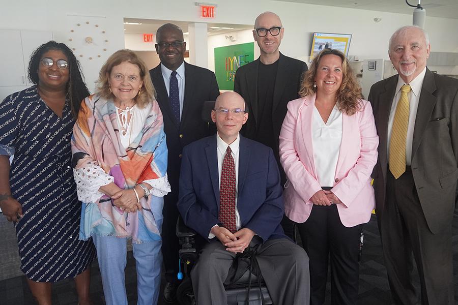 Members of the Pitchfest panel as well as local business owners and Iona administrators.