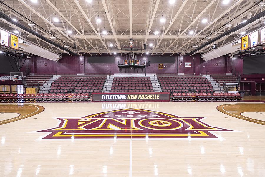 Hynes Arena with scoreboard in the background.