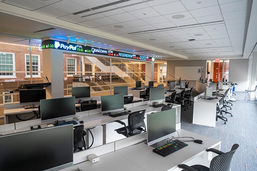 The trading floor in LaPenta School of Business.