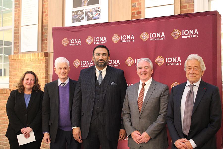 Faculty, guests and leadership at the Gabelli Endowed Professor event.