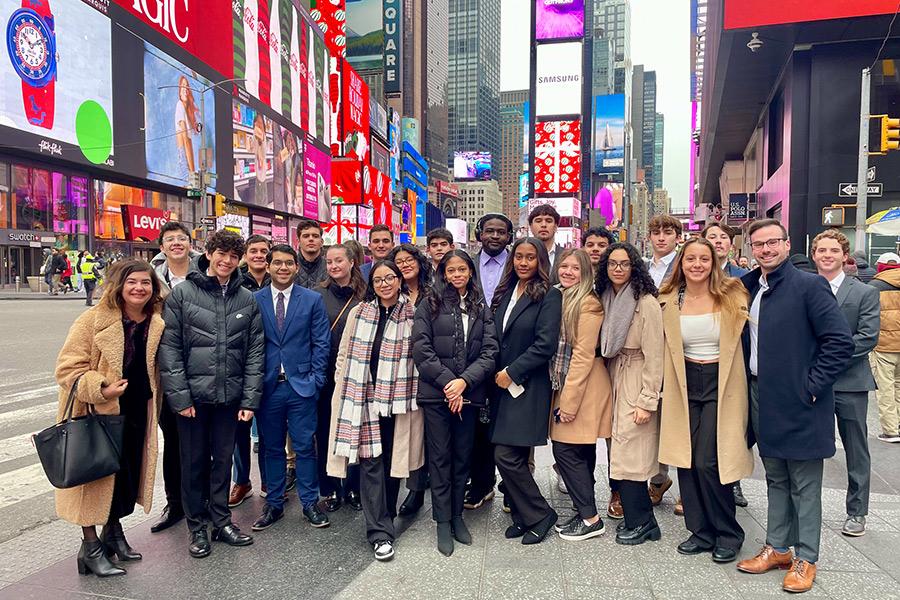 Students in Times Square visiting Paramount.