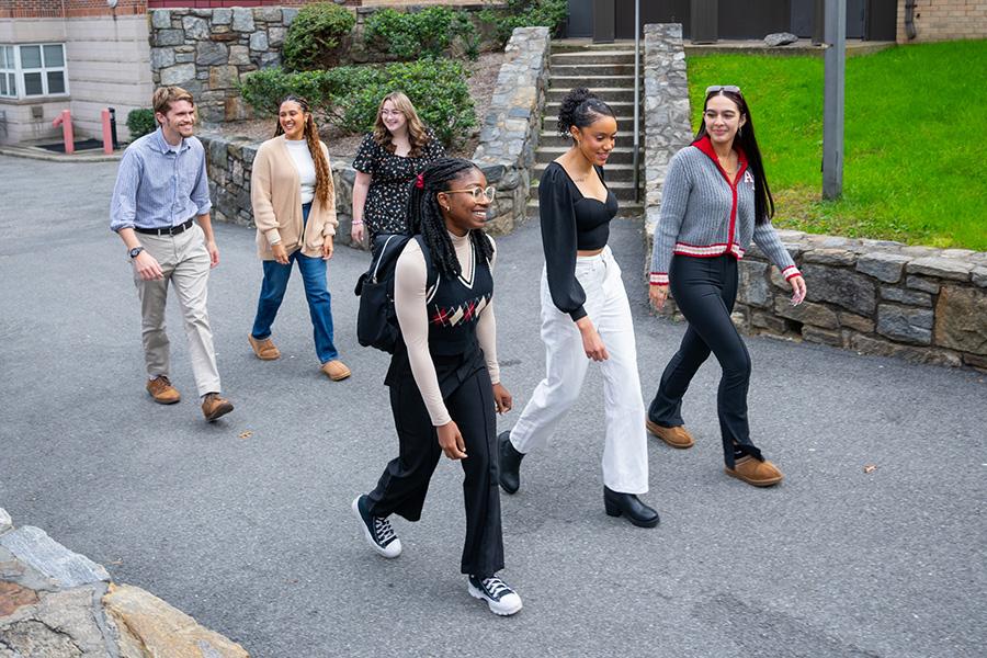 Grad students tour the New Rochelle campus.