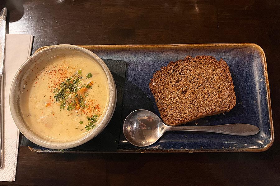 Seafood Chowder with brown bread from The Towers.