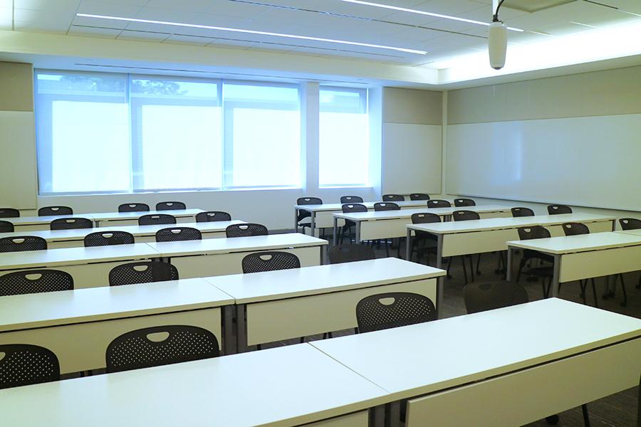 A classroom in the LaPenta School of Business.