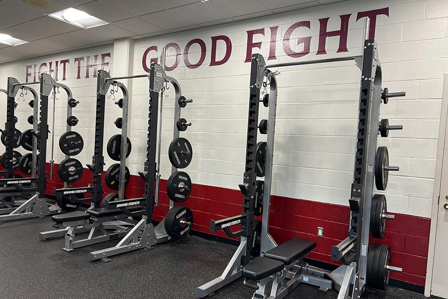 The racks in the weight room.