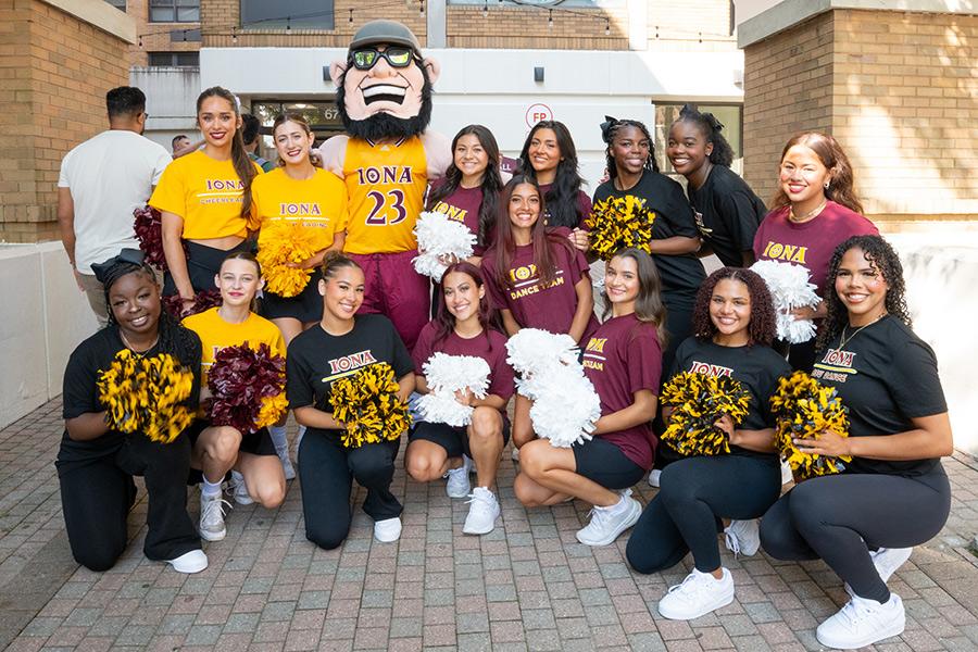 The dance team with Killian on move-in day.