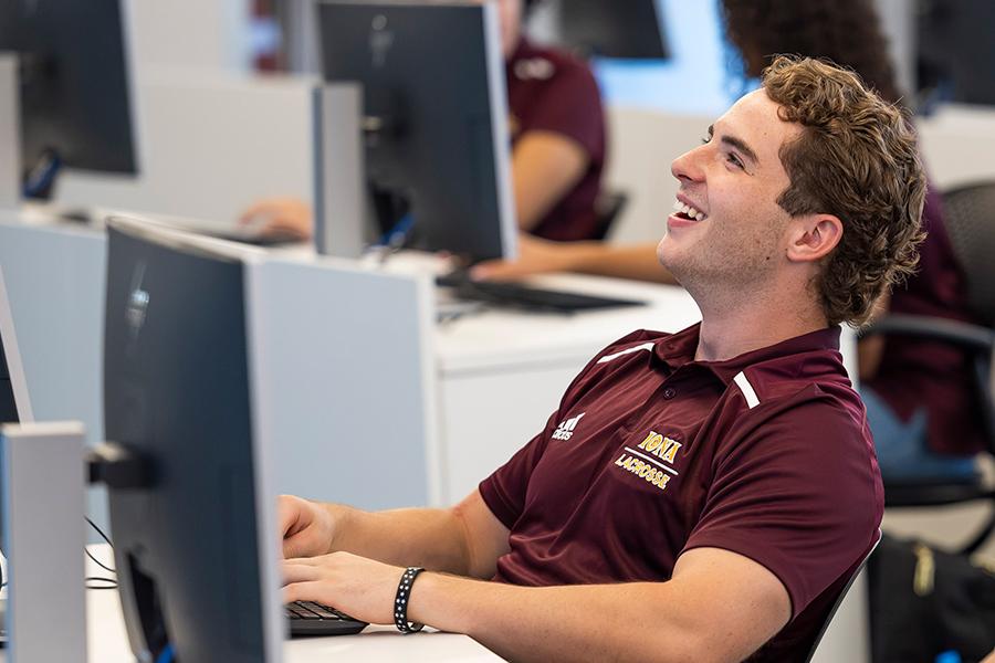 An accounting student in the LaPenta School of Business.