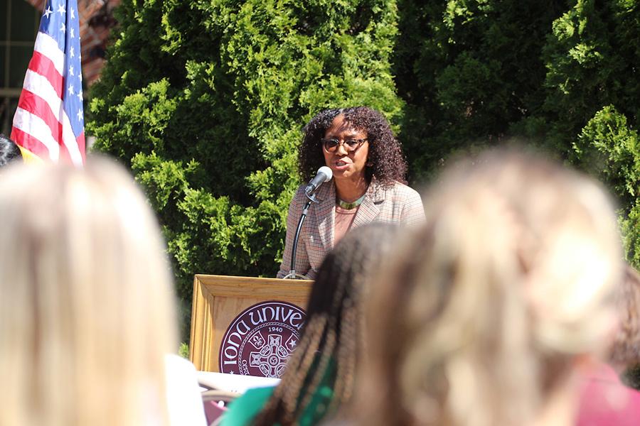 Sharon Kimberly Williams, D.Litt, speaking at the 9/11 memorial service.