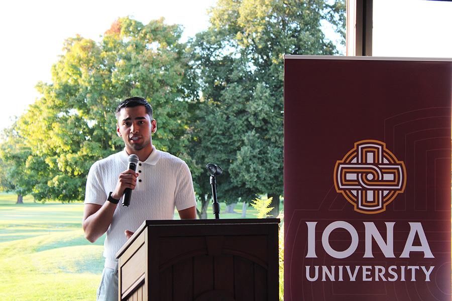 The student speaker at the 2024 Wingedfoot Golf outing.