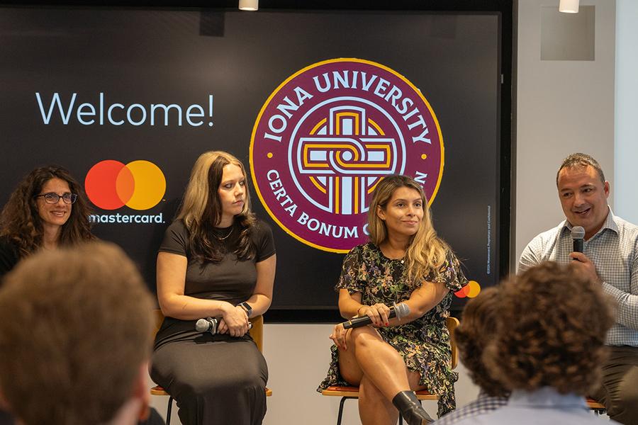 The alumni panelists at Mastercard.