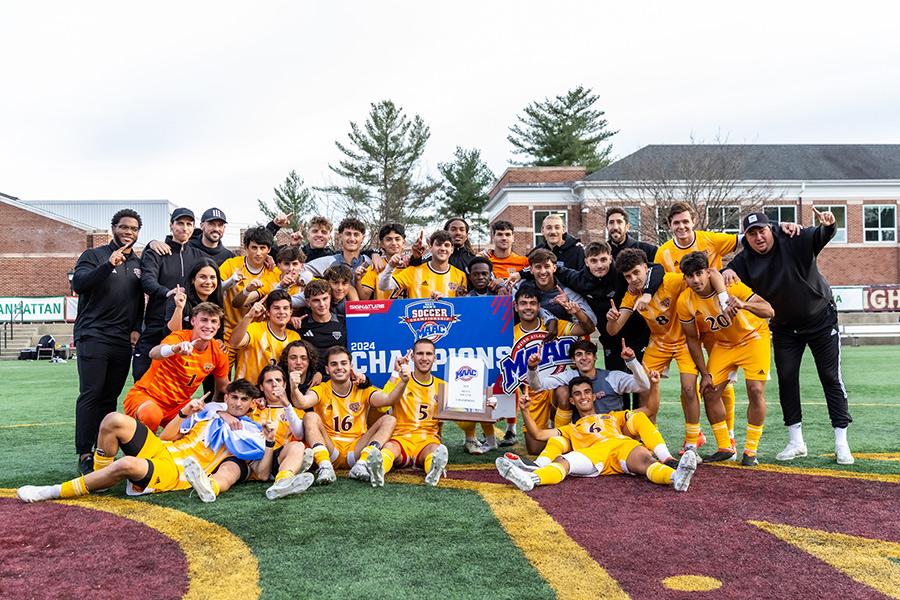 The 2024 men's soccer team with coacing staff.