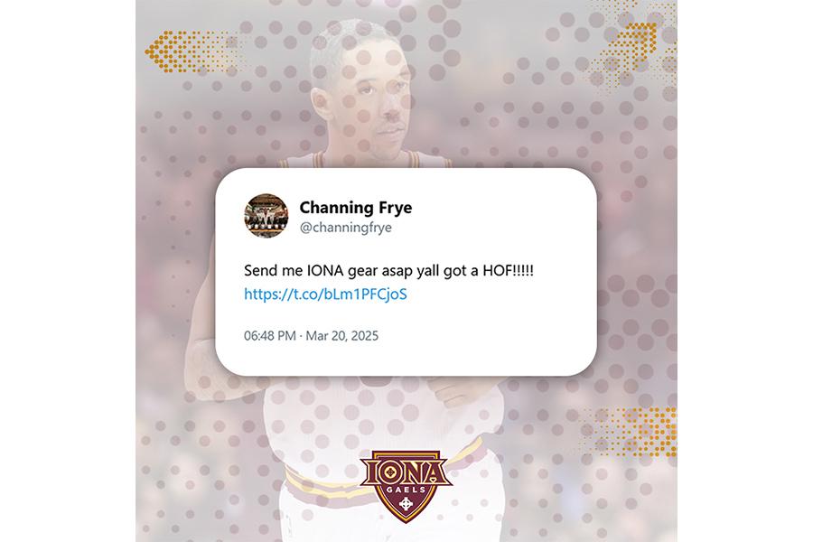 Channing Frye tweet: "Send me IONA gear asap yall got a HOF!"