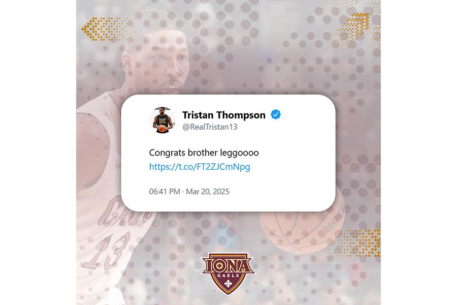 Tristan Thompson tweet: Congrats brother legggooo