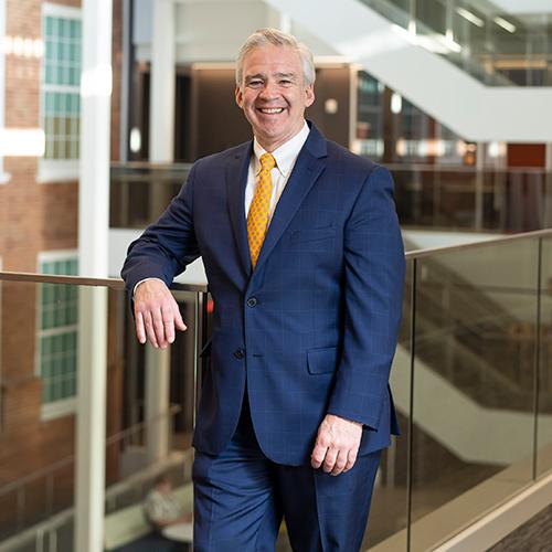 President Carey in the LaPenta School of Business.