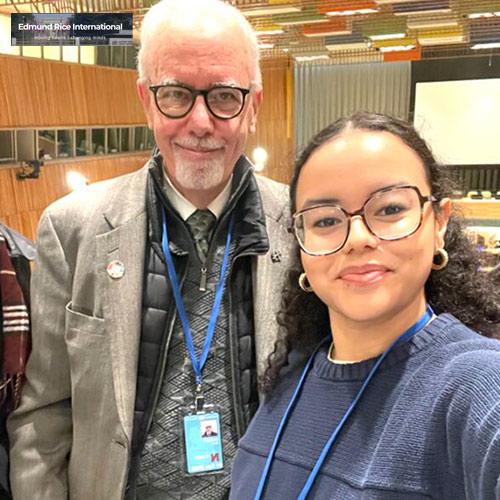 Br. Cawley and Student at UN.