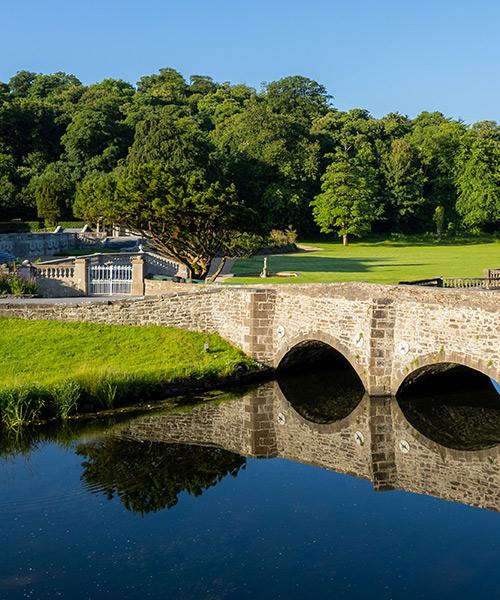 The river and bridge on the grounds of Westport House.