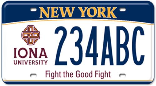 Iona University License Plate