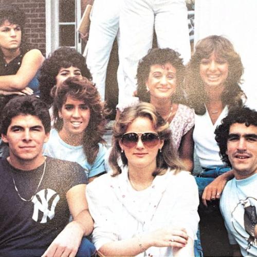 Class of 1984 students gathered on Spellman Steps.