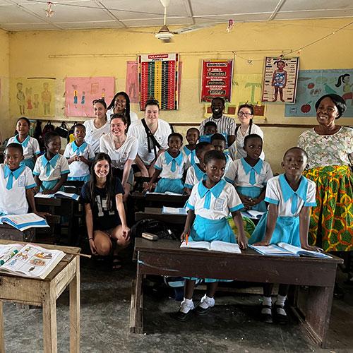 Iona nursing students visiting local Catholic school in Berekum, Ghana