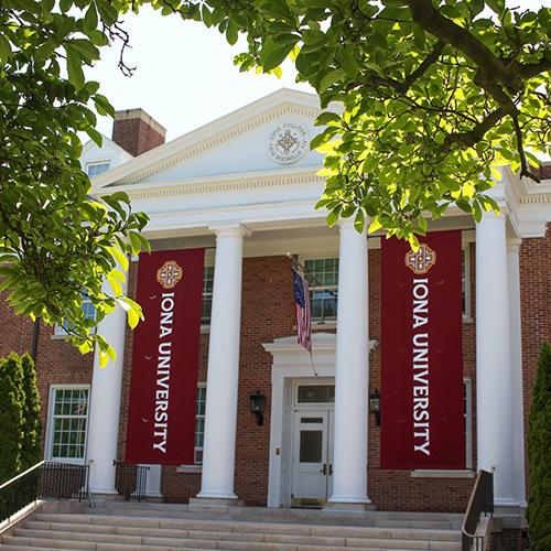 The banners at McSpedon Hall.