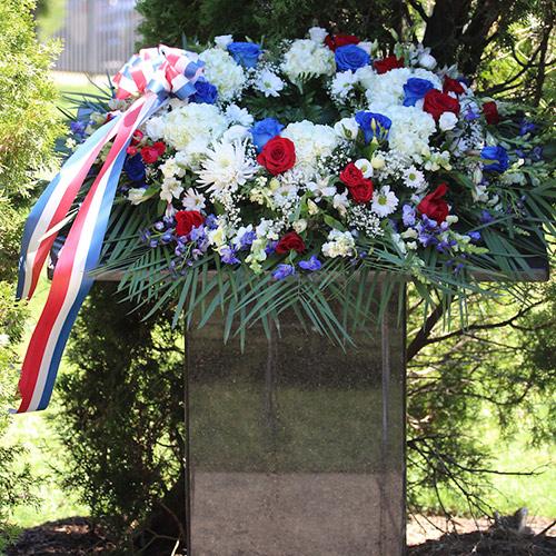 Flowers at the 9/11 memorial service.