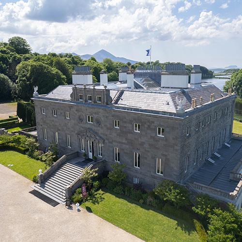 Drone image of the Westport House.