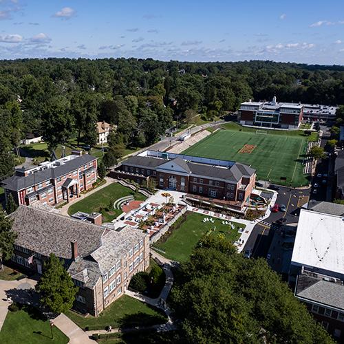 A drone image of the Iona University New Rochelle campus.