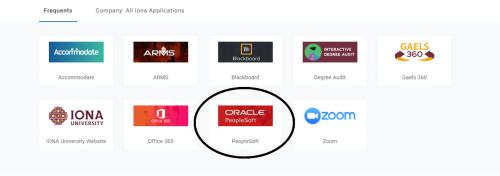 The PeopleSoft app circled on the OneLogin page.