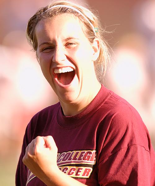 Emma Hayes in an Iona College soccer shirt.