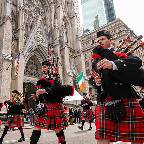 Pipers at the St. Patrick's Day Parade.